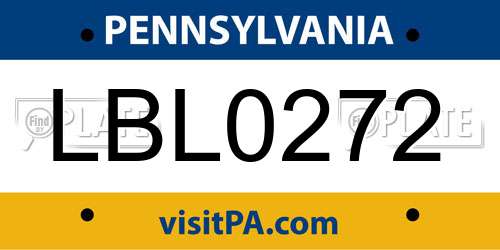 LBL0272 Pennsylvania License Plate