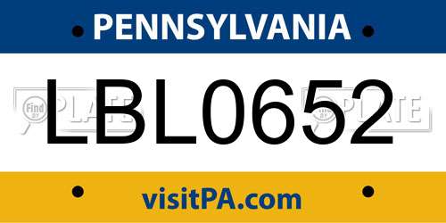 LBL0652 Pennsylvania License Plate