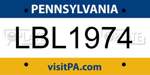 LBL1974 Pennsylvania License Plate