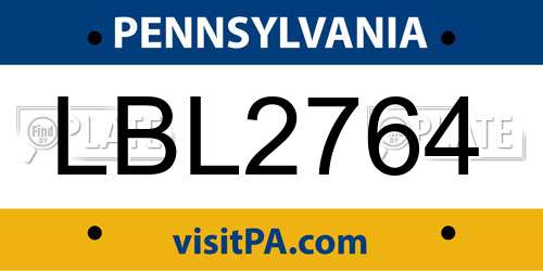 LBL2764 Pennsylvania License Plate