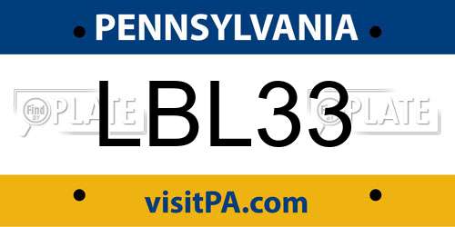 LBL33 Pennsylvania License Plate