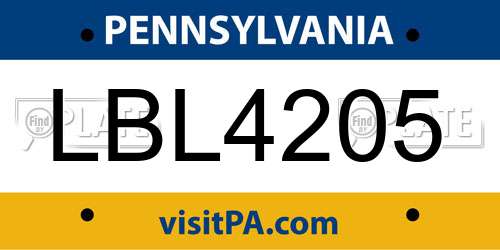 LBL4205 Pennsylvania License Plate
