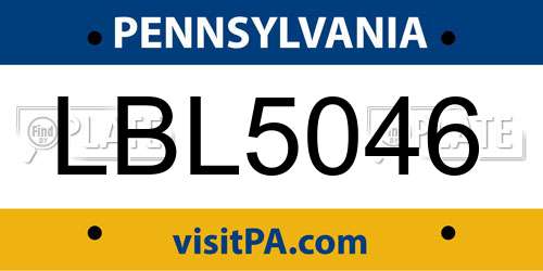 LBL5046 Pennsylvania License Plate