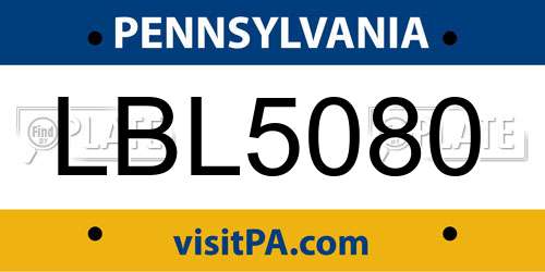 LBL5080 Pennsylvania License Plate