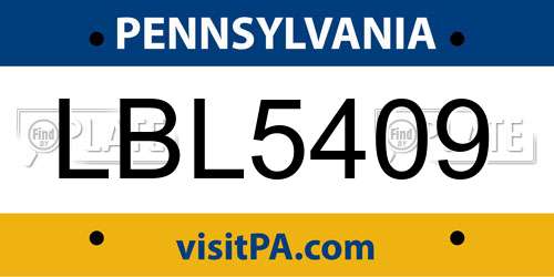 LBL5409 Pennsylvania License Plate