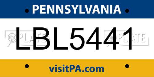 LBL5441 Pennsylvania License Plate
