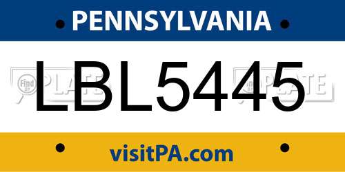 LBL5445 Pennsylvania License Plate