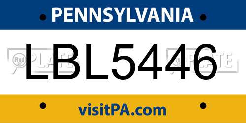LBL5446 Pennsylvania License Plate