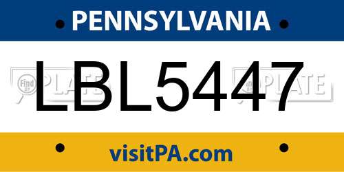 LBL5447 Pennsylvania License Plate
