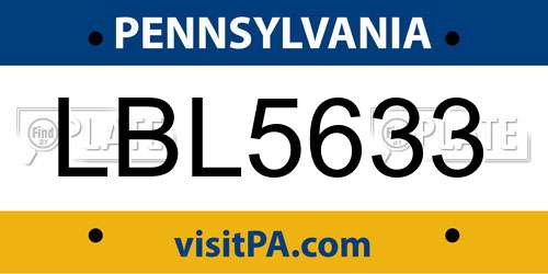 LBL5633 Pennsylvania License Plate