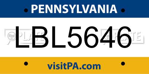 LBL5646 Pennsylvania License Plate