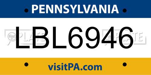 LBL6946 Pennsylvania License Plate
