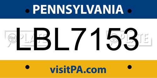 LBL7153 Pennsylvania License Plate