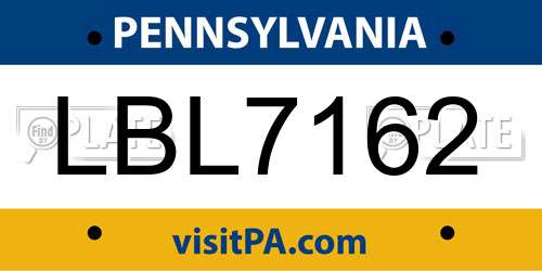 LBL7162 Pennsylvania License Plate