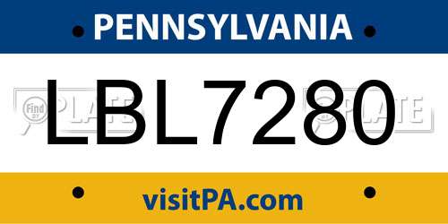 LBL7280 Pennsylvania License Plate