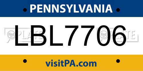 LBL7706 Pennsylvania License Plate