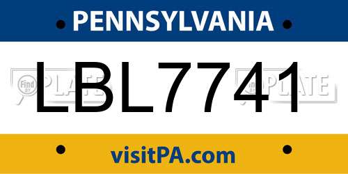 LBL7741 Pennsylvania License Plate
