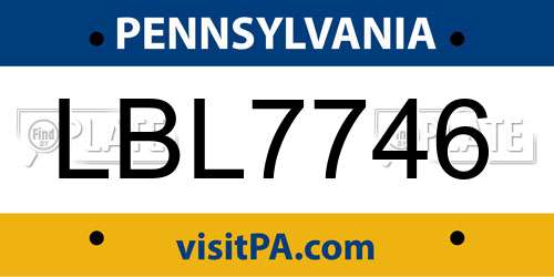 LBL7746 Pennsylvania License Plate