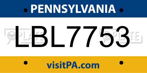 LBL7753 Pennsylvania License Plate
