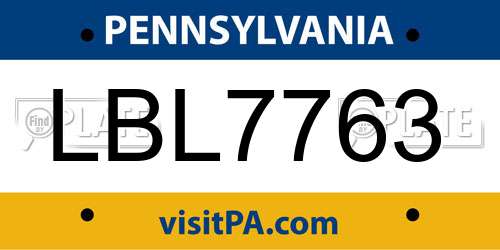 LBL7763 Pennsylvania License Plate