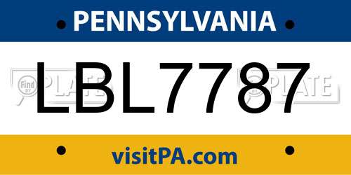 LBL7787 Pennsylvania License Plate