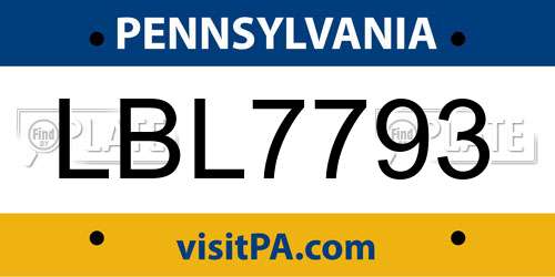 LBL7793 Pennsylvania License Plate