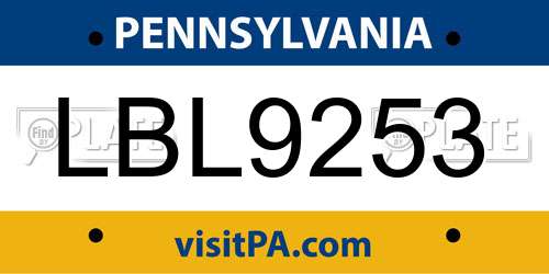 LBL9253 Pennsylvania License Plate