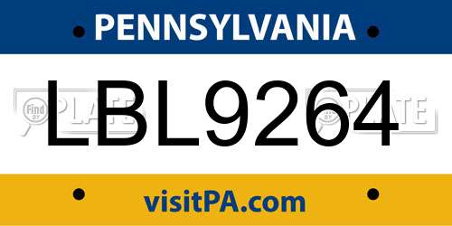 LBL9264 Pennsylvania License Plate