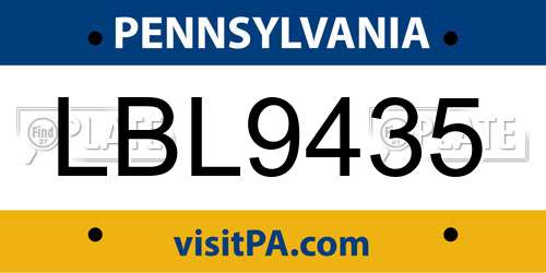 LBL9435 Pennsylvania License Plate