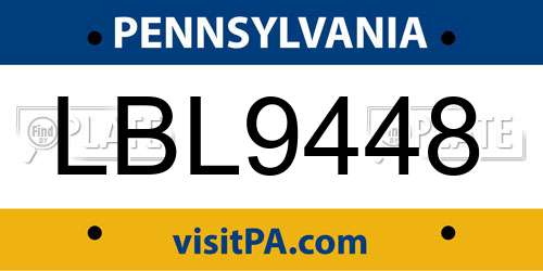LBL9448 Pennsylvania License Plate