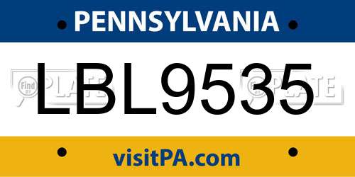 LBL9535 Pennsylvania License Plate