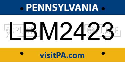 LBM2423 Pennsylvania License Plate