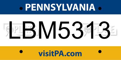 LBM5313 Pennsylvania License Plate