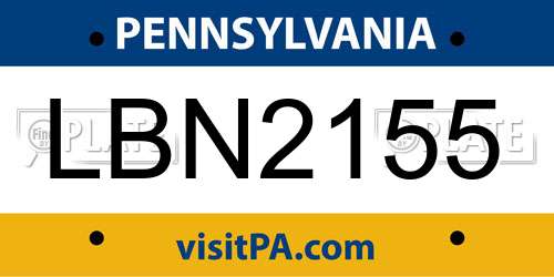LBN2155 Pennsylvania License Plate