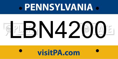 LBN4200 Pennsylvania License Plate