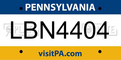 LBN4404 Pennsylvania License Plate