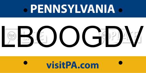 LBOOGDV Pennsylvania License Plate