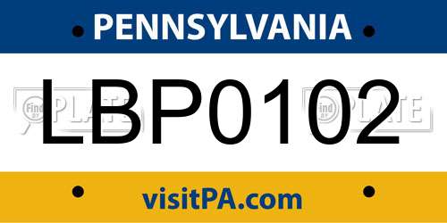 LBP0102 Pennsylvania License Plate
