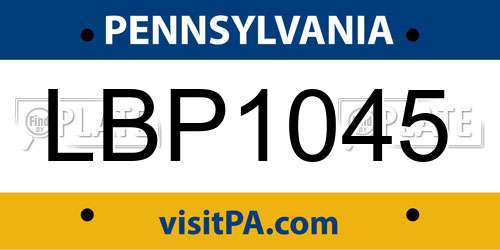 LBP1045 Pennsylvania License Plate