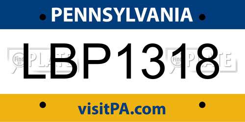 LBP1318 Pennsylvania License Plate