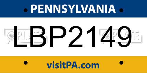 LBP2149 Pennsylvania License Plate