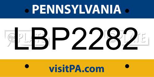 LBP2282 Pennsylvania License Plate
