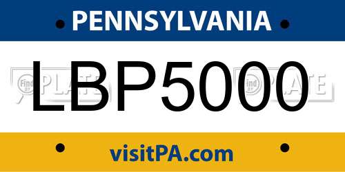 LBP5000 Pennsylvania License Plate