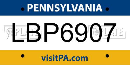 LBP6907 Pennsylvania License Plate