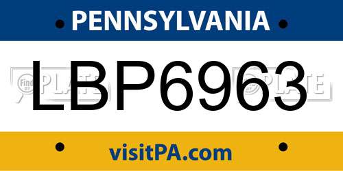 LBP6963 Pennsylvania License Plate