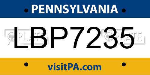 LBP7235 Pennsylvania License Plate