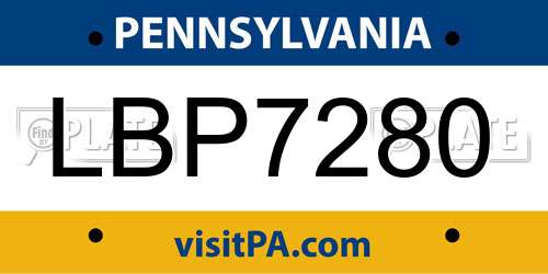 LBP7280 Pennsylvania License Plate