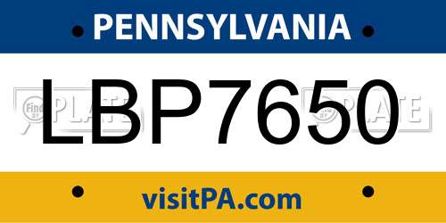 LBP7650 Pennsylvania License Plate