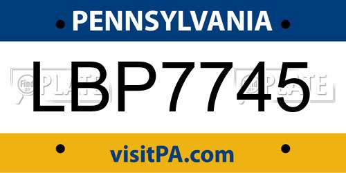 LBP7745 Pennsylvania License Plate
