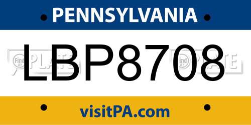 LBP8708 Pennsylvania License Plate